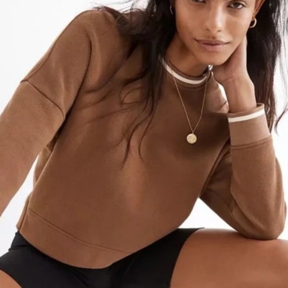 Madewell MWL Betterterry Ringer Crop Sweatshirt